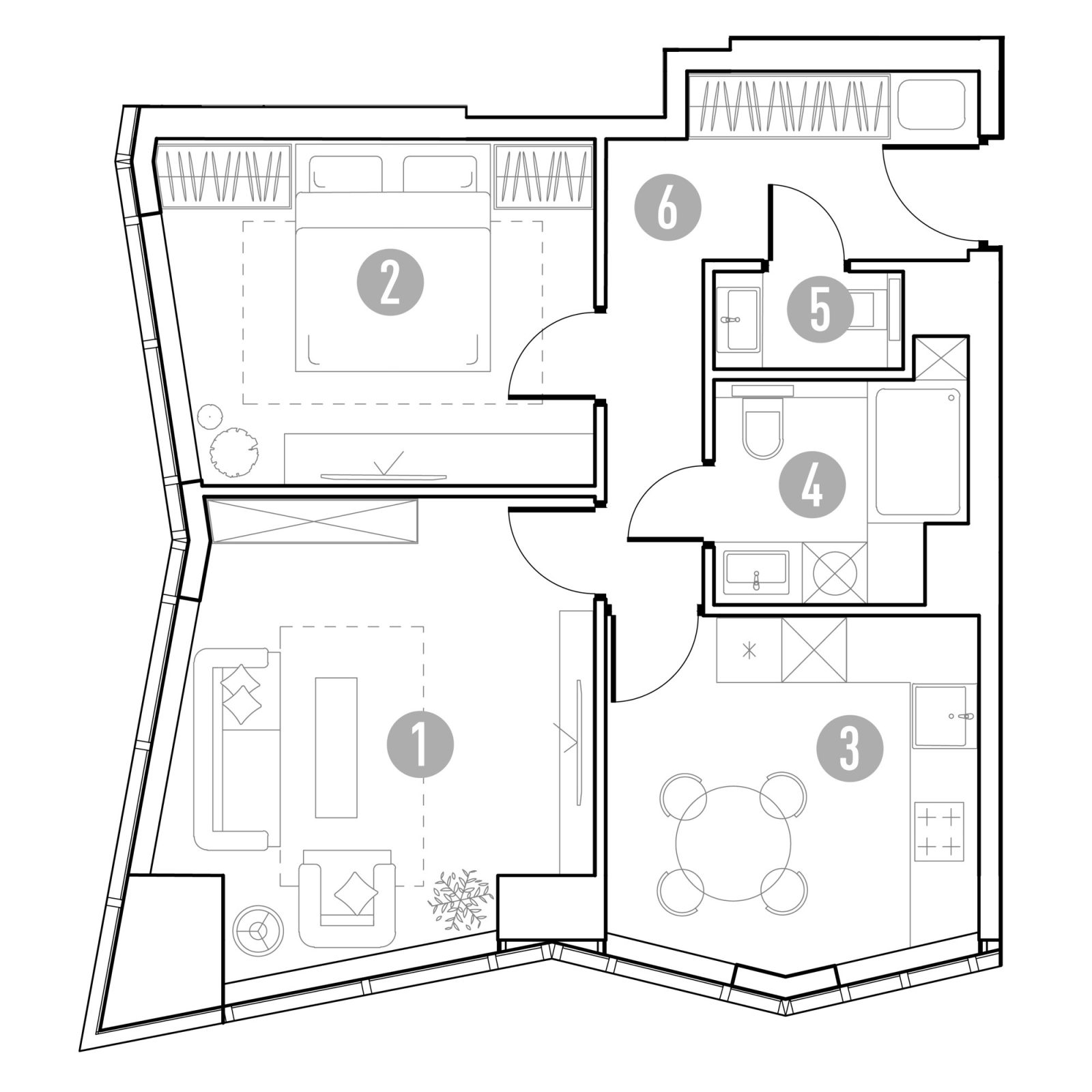 Планировка: 2-комнатная квартира, 53,3 м²