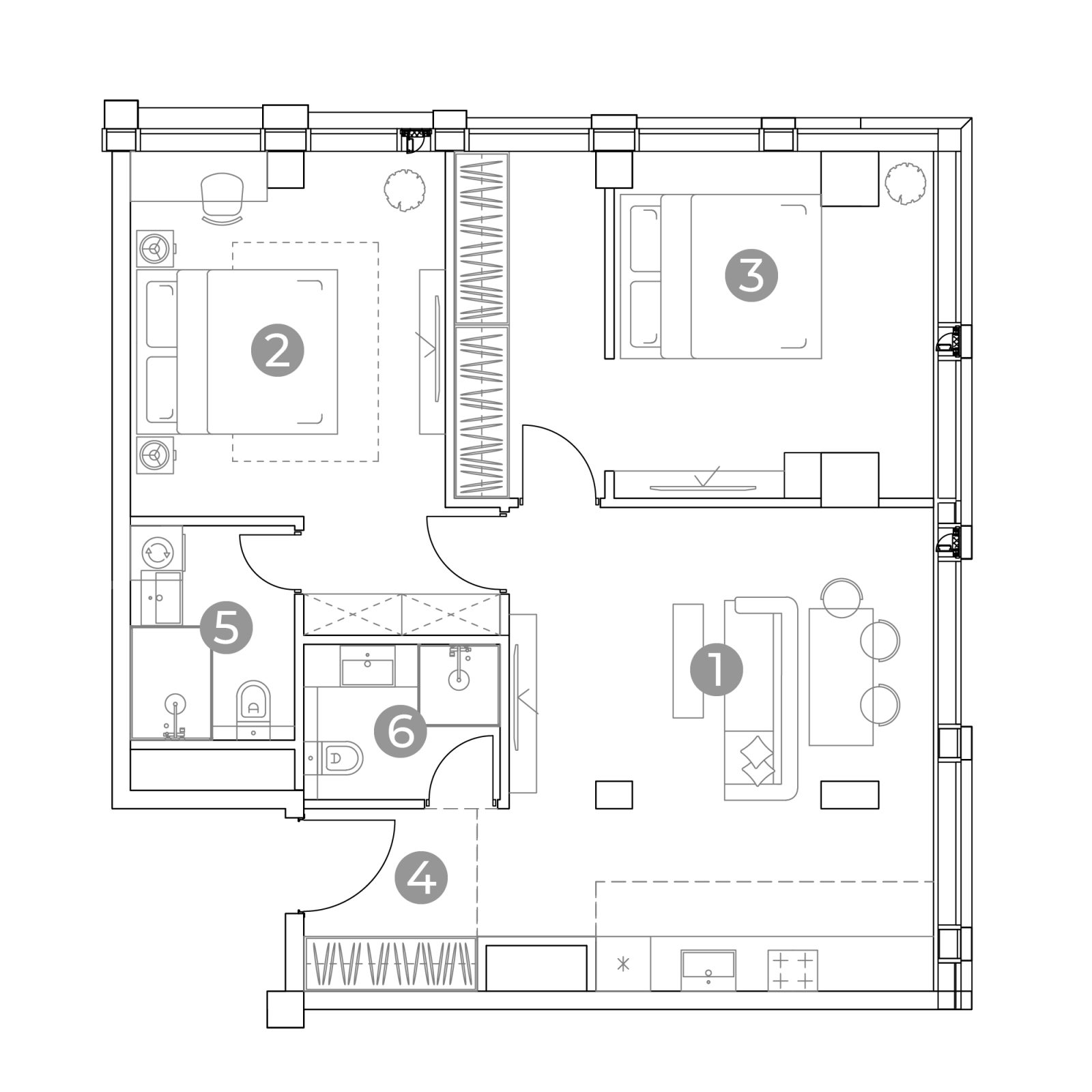 Планировка: 3-комнатная квартира, 71,3 м²