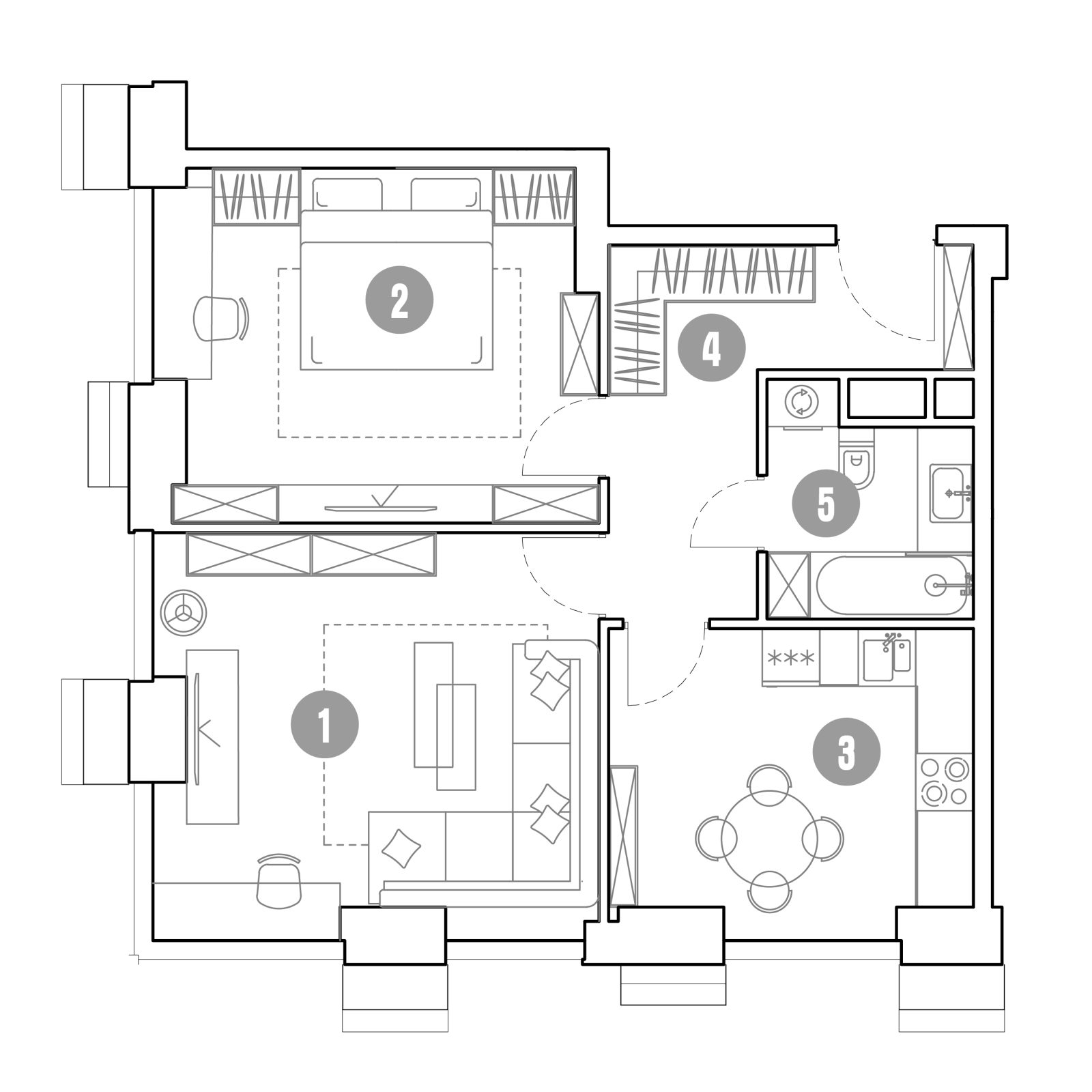 Планировка: 2-комнатная квартира, 60,7 м²