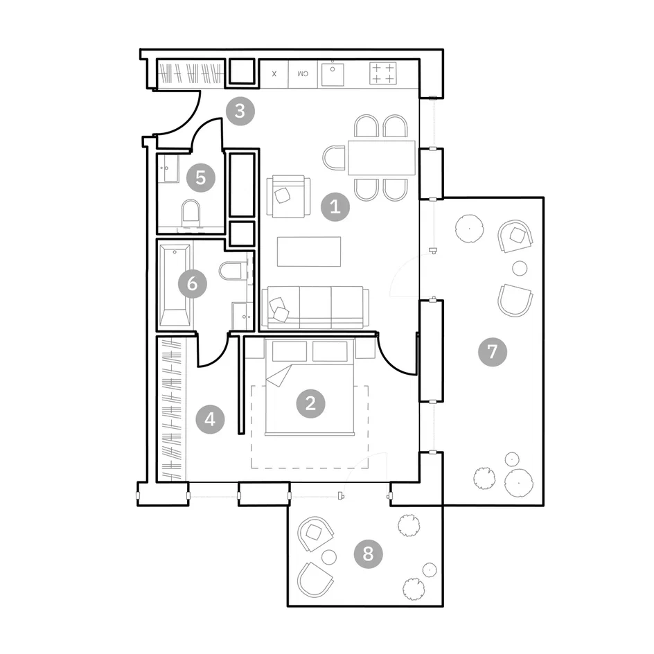 Планировка: 2-комнатная квартира, 61,4 м²