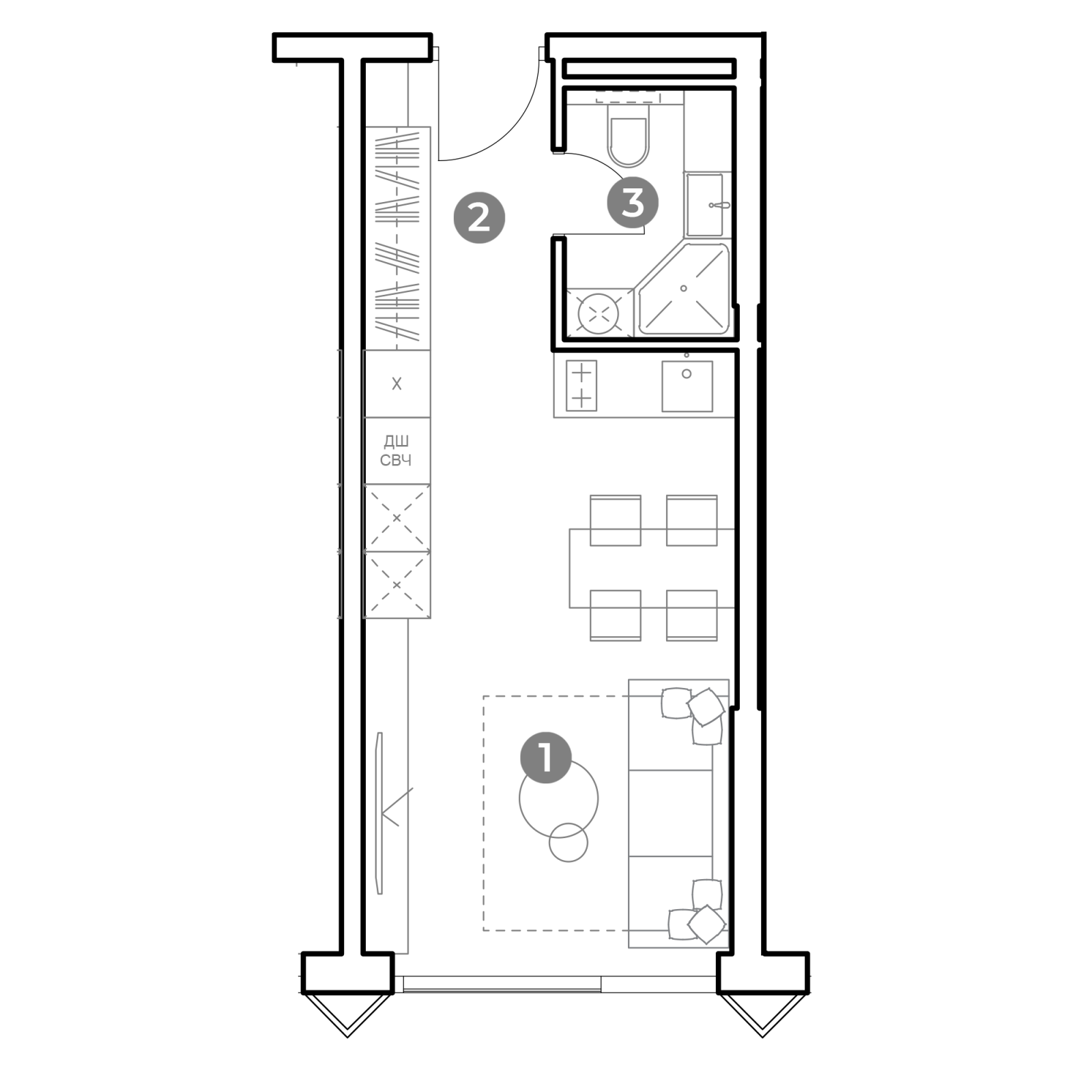 Планировка: студия, 27,0 м²
