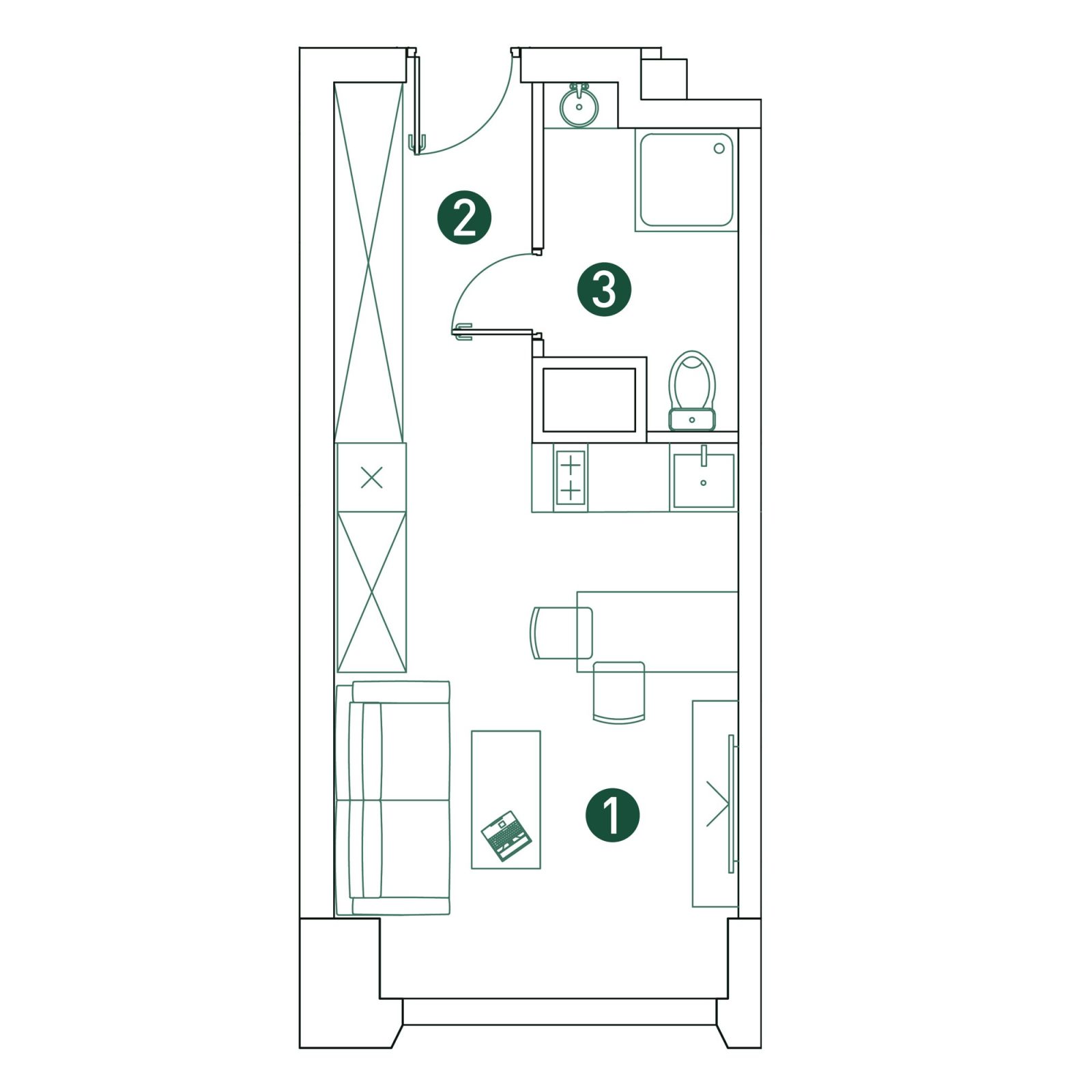 Планировка: студия, 26,7 м²