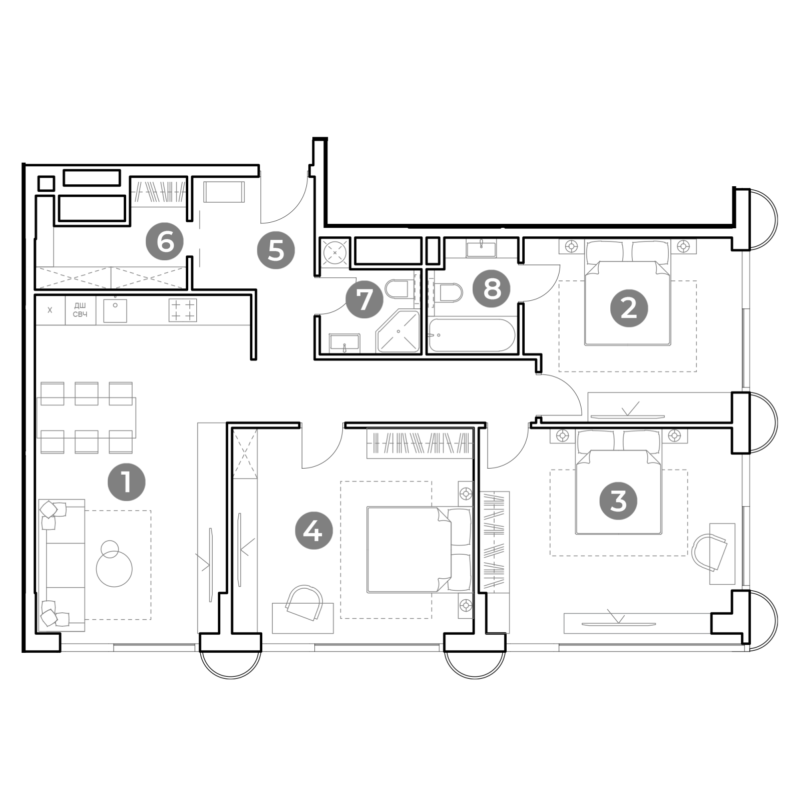 Планировка: 4-комнатная квартира, 110,3 м²