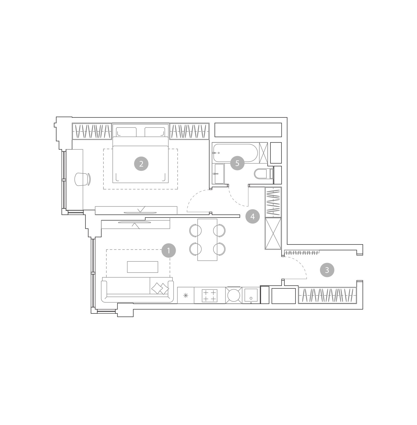 Планировка: 2-комнатная квартира, 47,3 м²