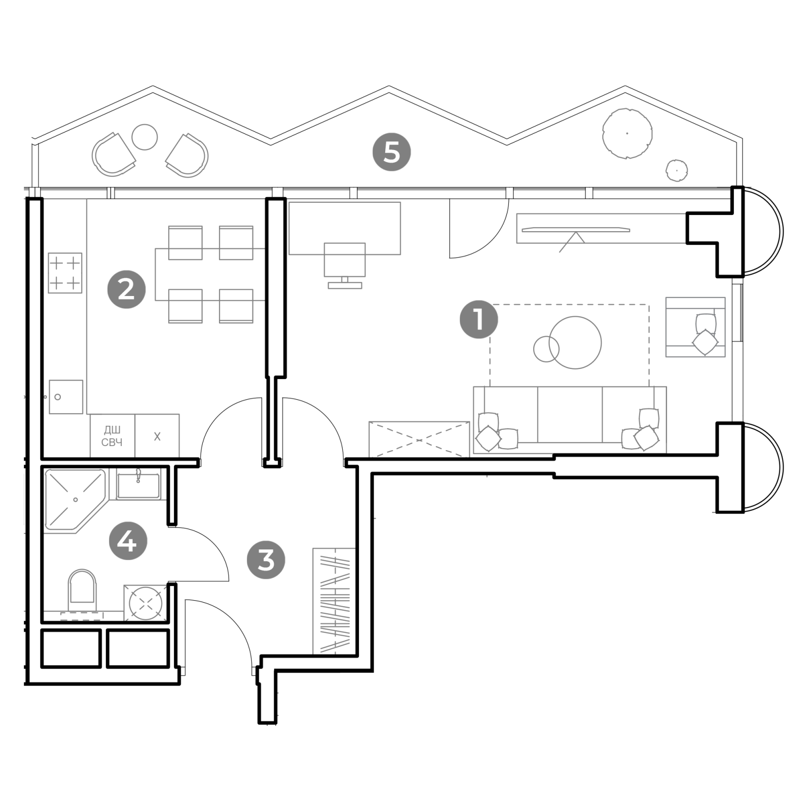 Планировка: 1-комнатная квартира, 50,9 м²