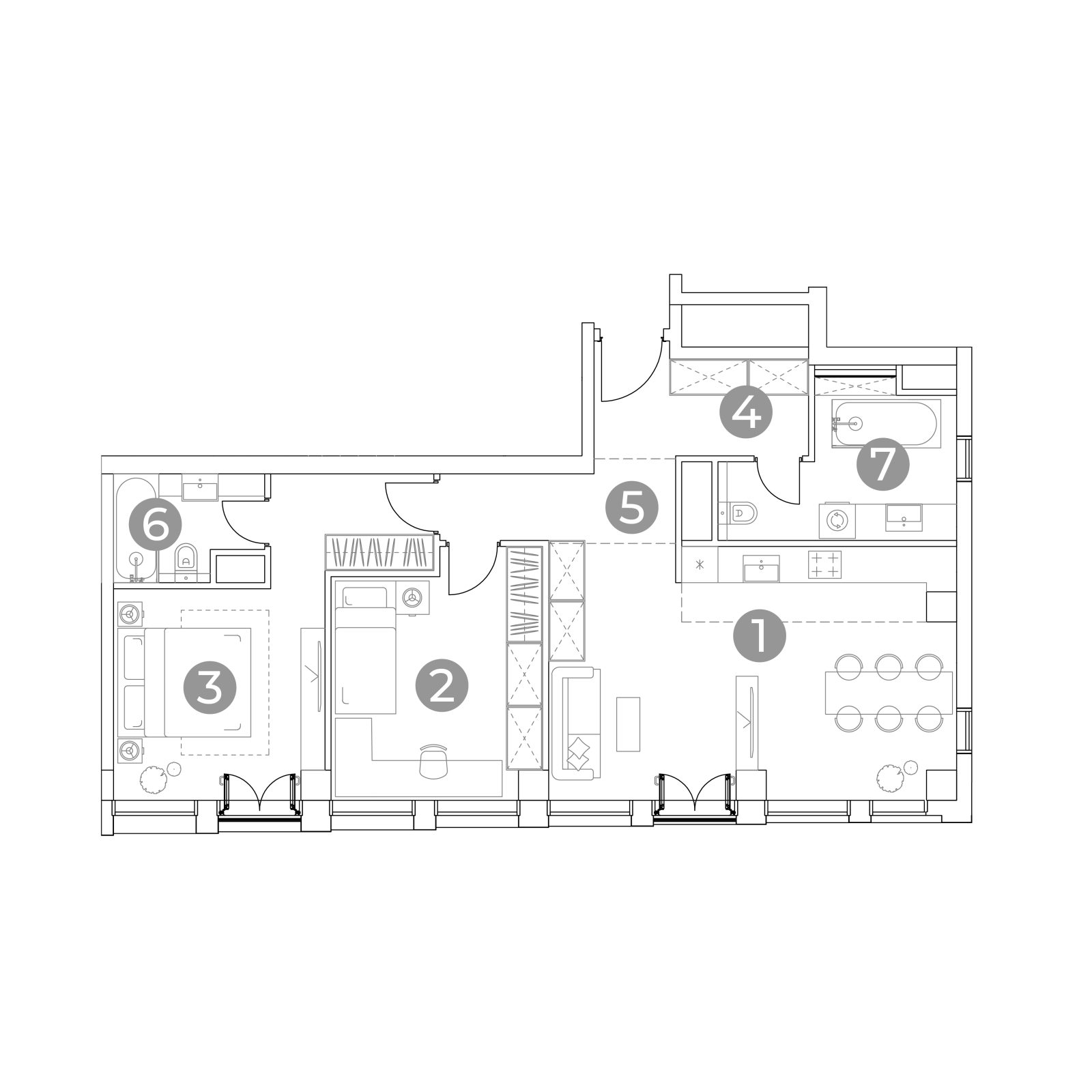 Планировка: 3-комнатная квартира, 82,0 м²