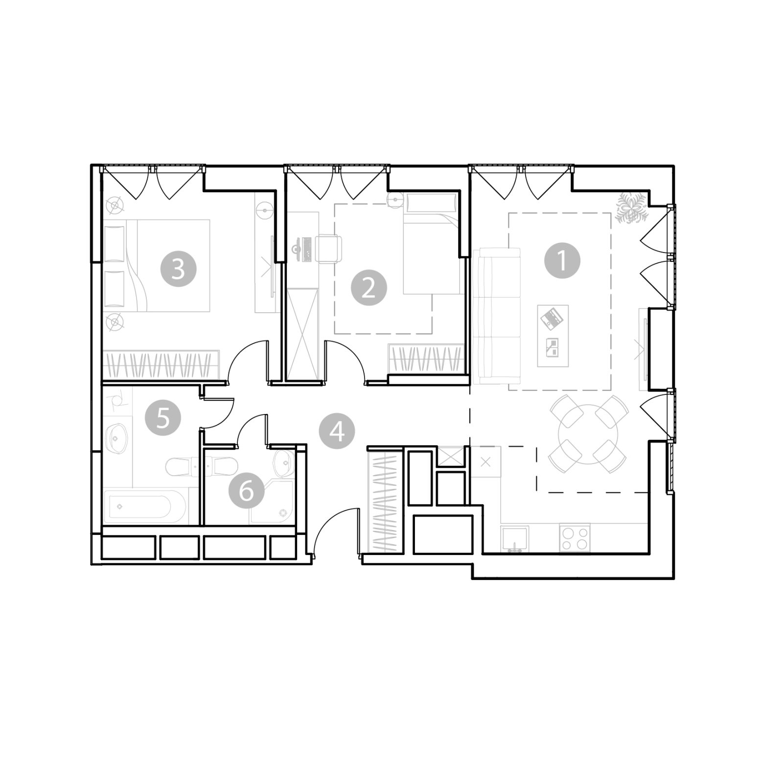 Планировка: 3-комнатная квартира, 71,8 м²
