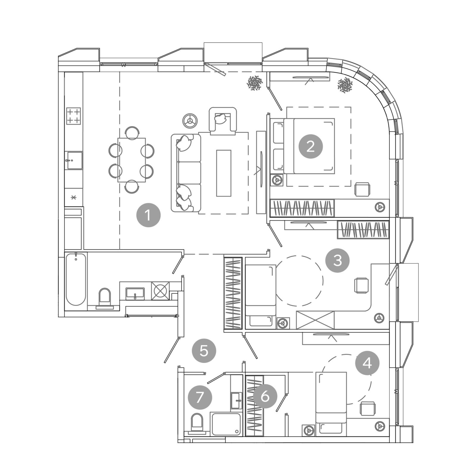 Планировка: 4-комнатная квартира, 103,7 м²