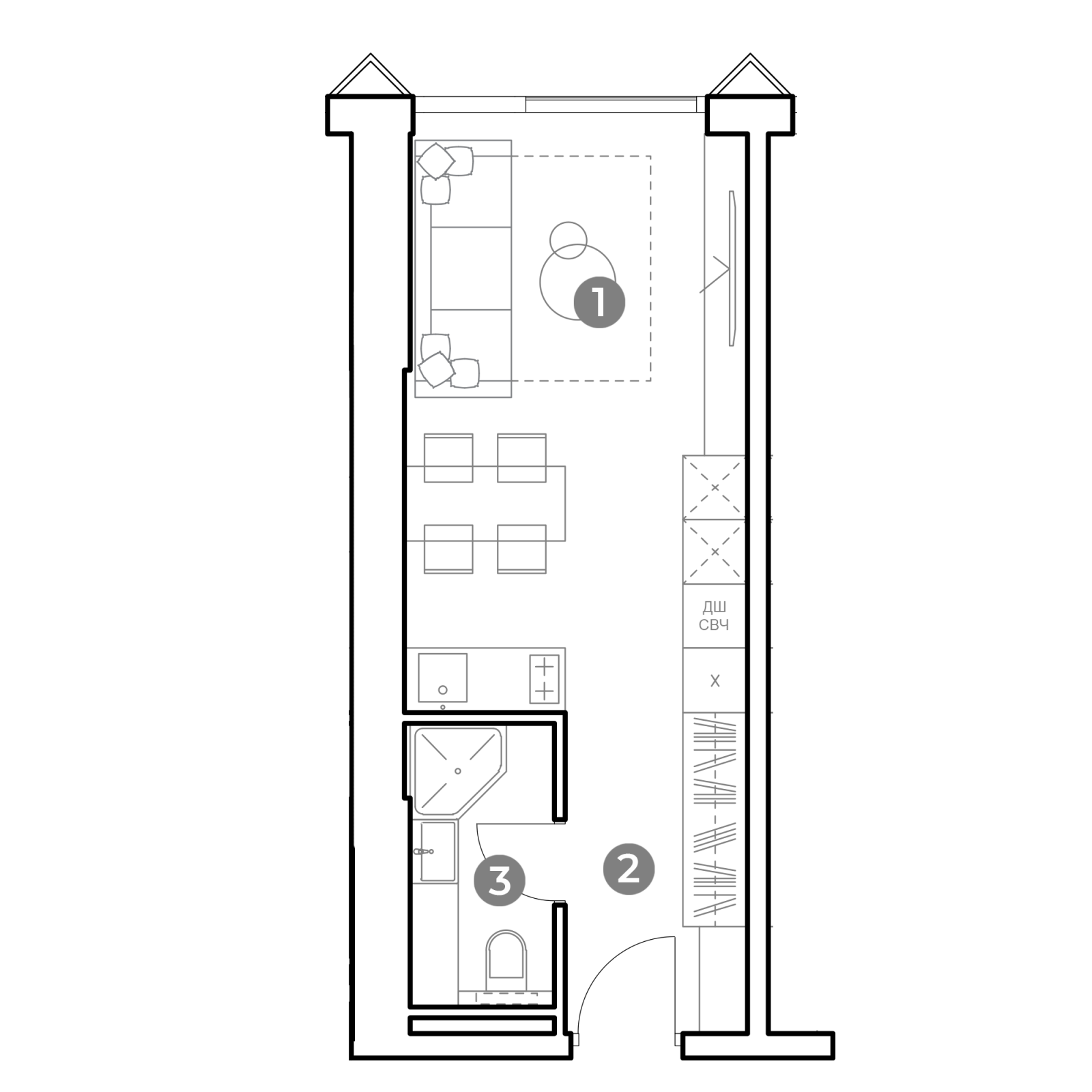 Планировка: студия, 26,5 м²