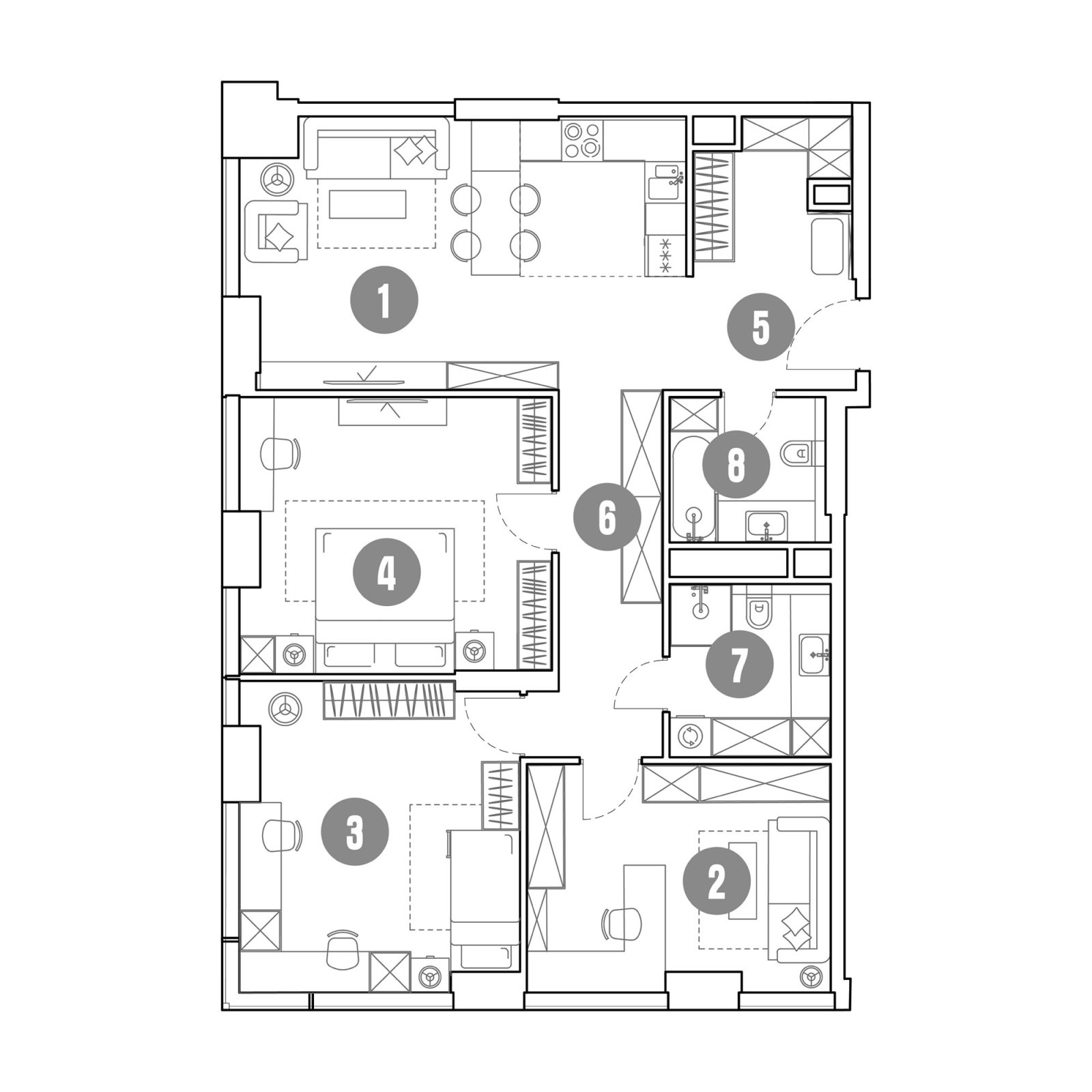 Планировка: 4-комнатная квартира, 100,0 м²