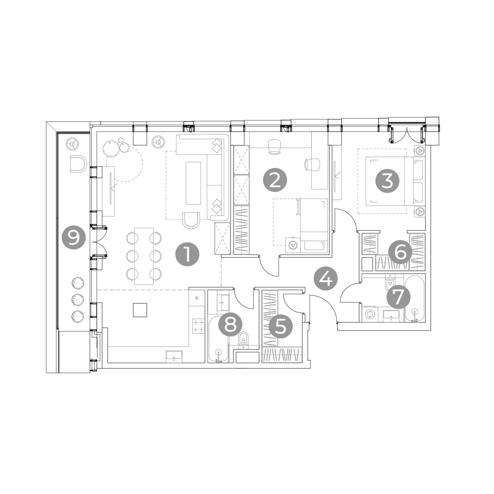 Планировка: 3-комнатная квартира, 98,7 м²