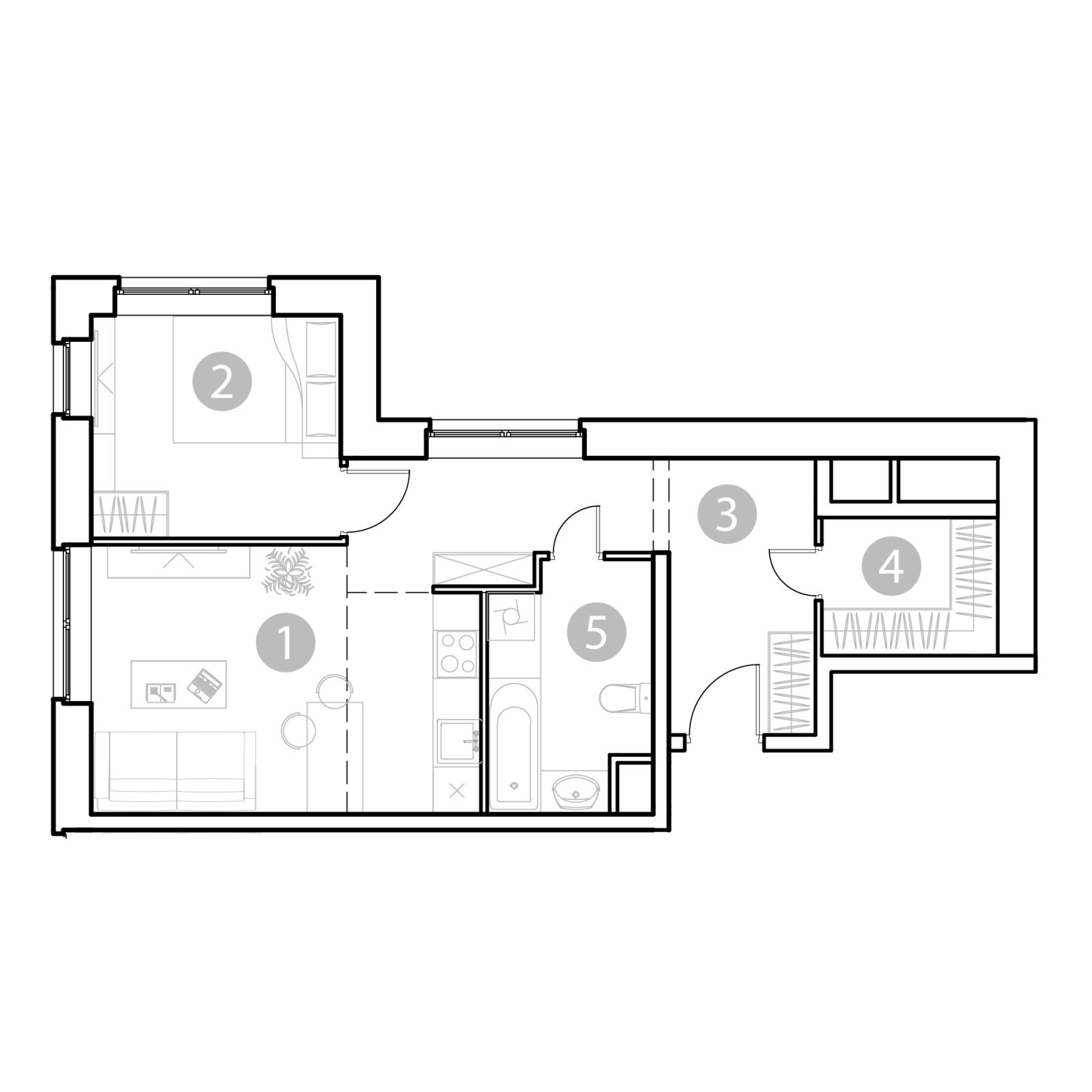 Планировка: 2-комнатная квартира, 47,0 м²