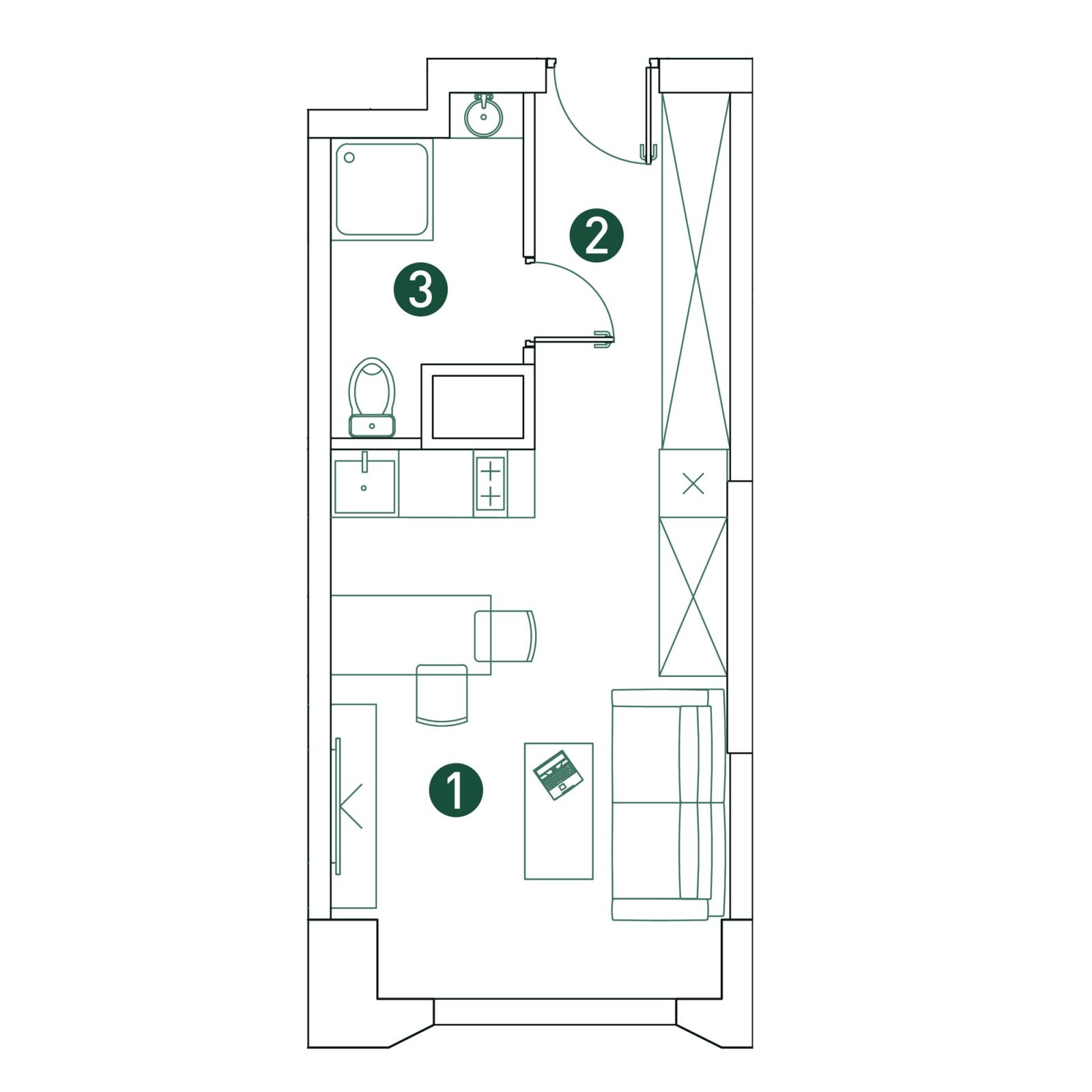 Планировка: студия, 26,6 м²