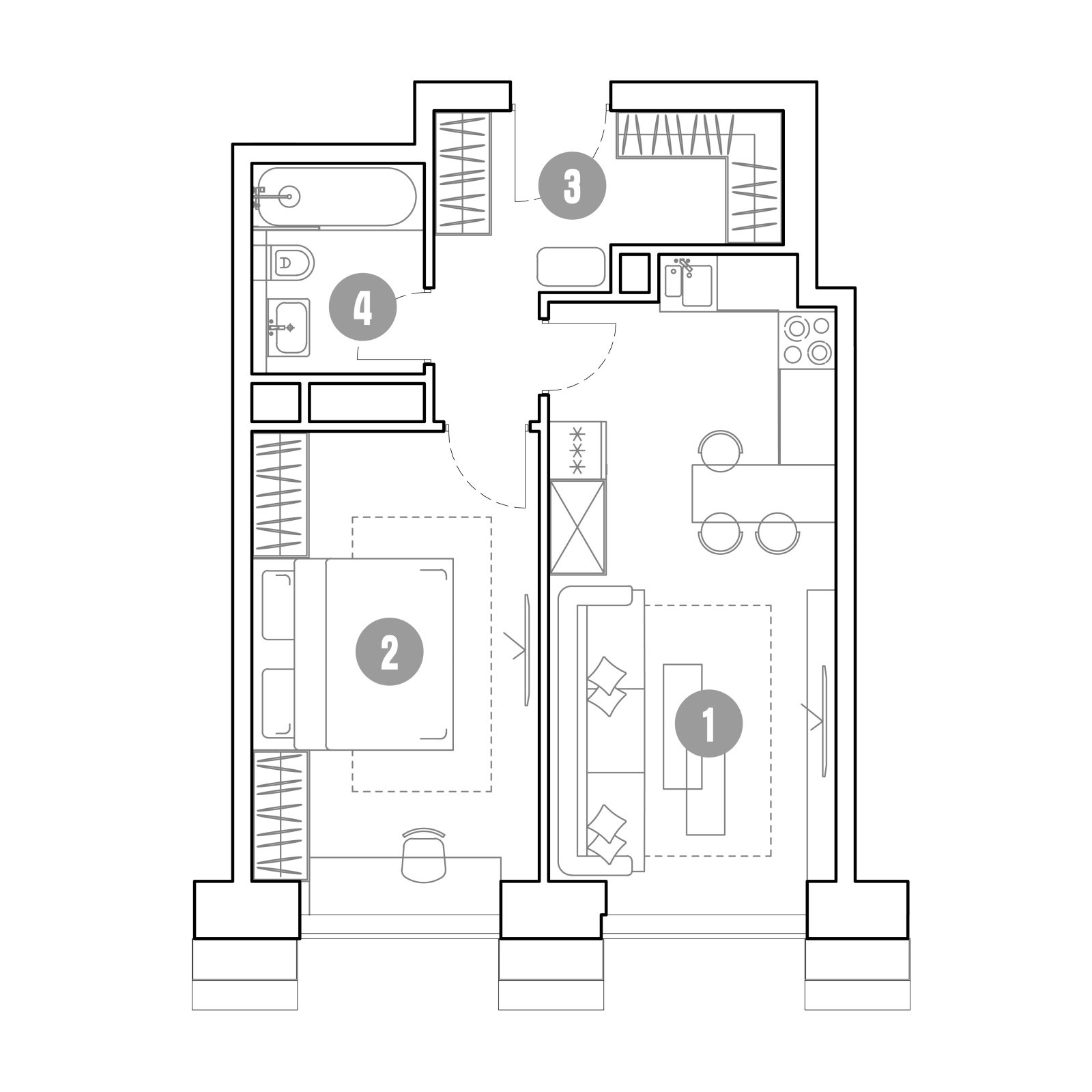 Планировка: 2-комнатная квартира, 46,5 м²