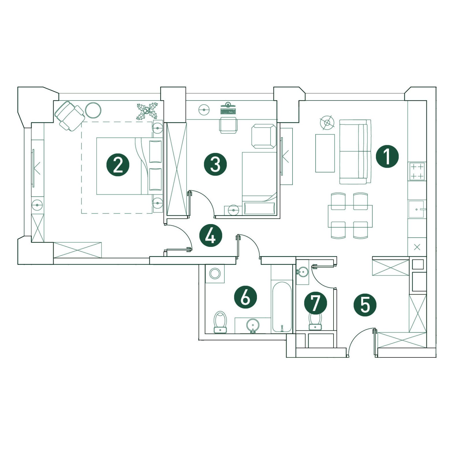 Планировка: 3-комнатная квартира, 75,3 м²