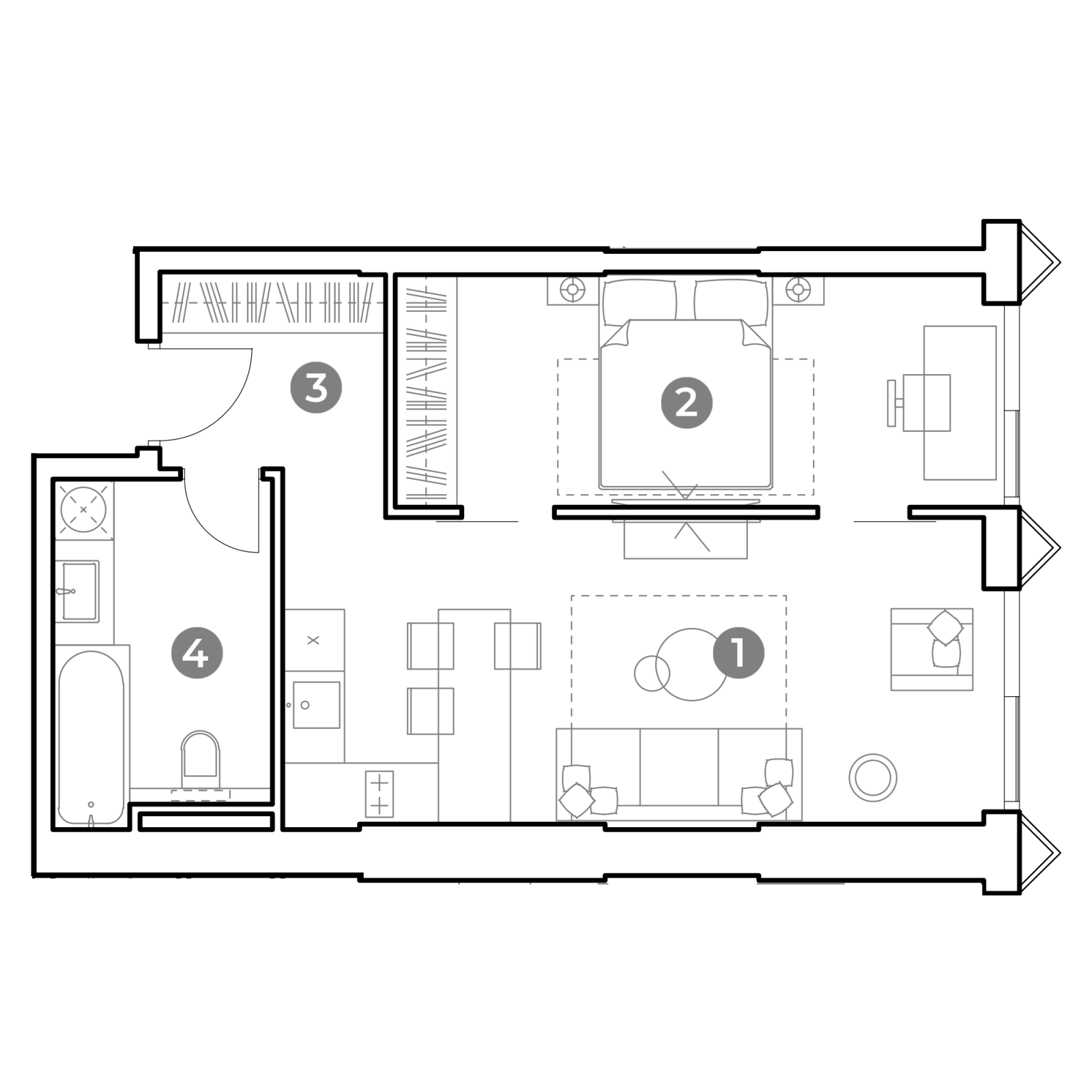Планировка: 2-комнатная квартира, 47,0 м²