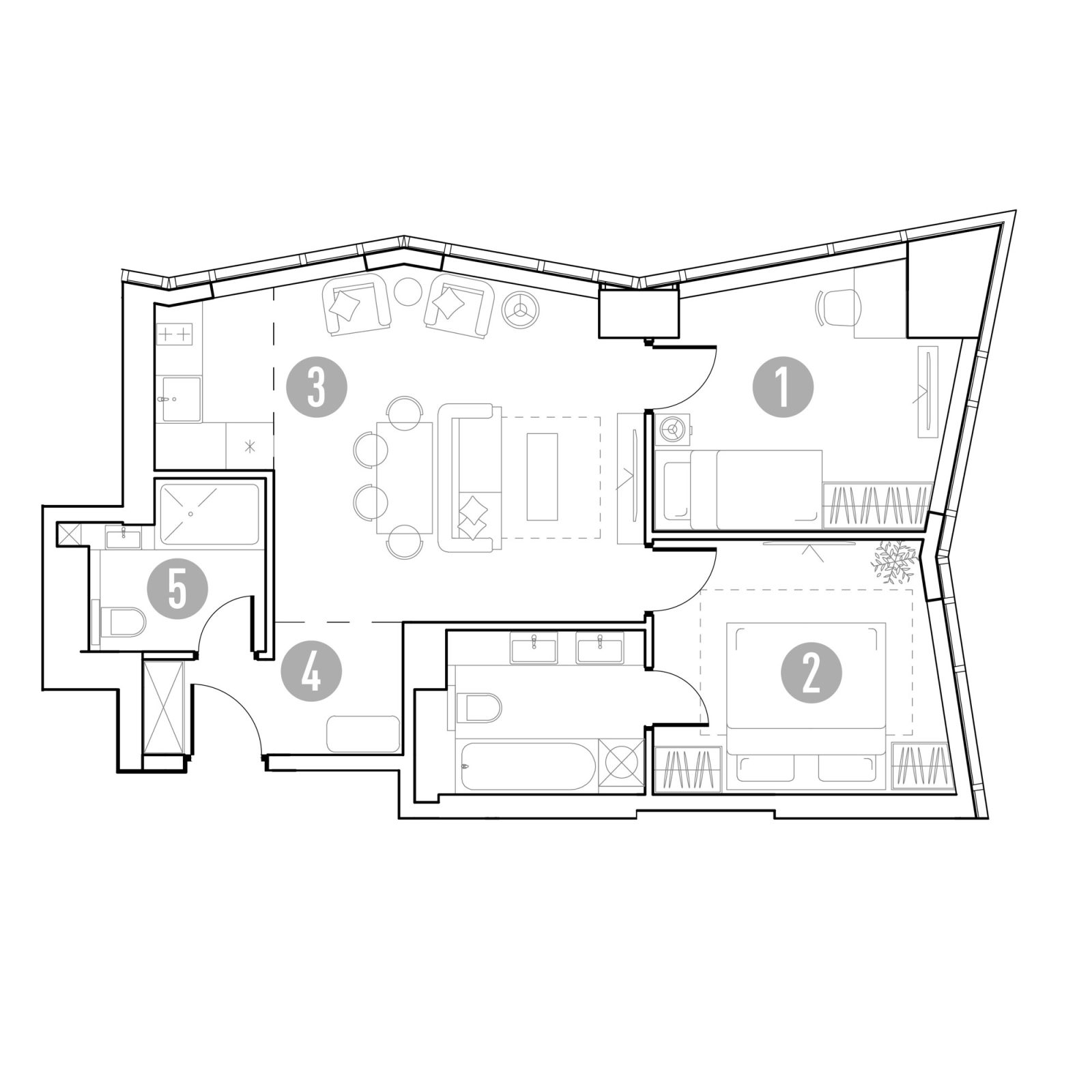 Планировка: 2-комнатная квартира, 60,6 м²