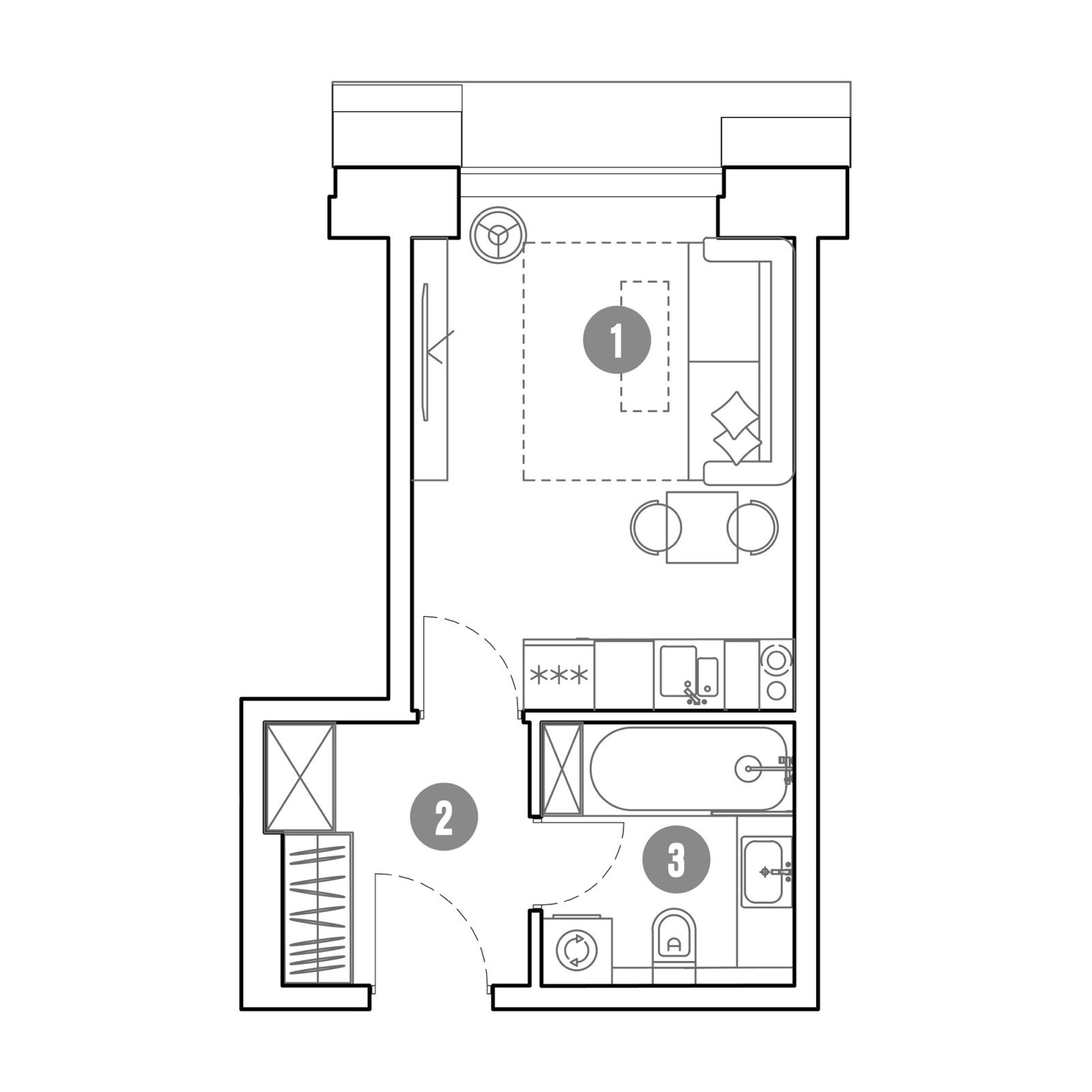 Планировка: студия, 23,5 м²
