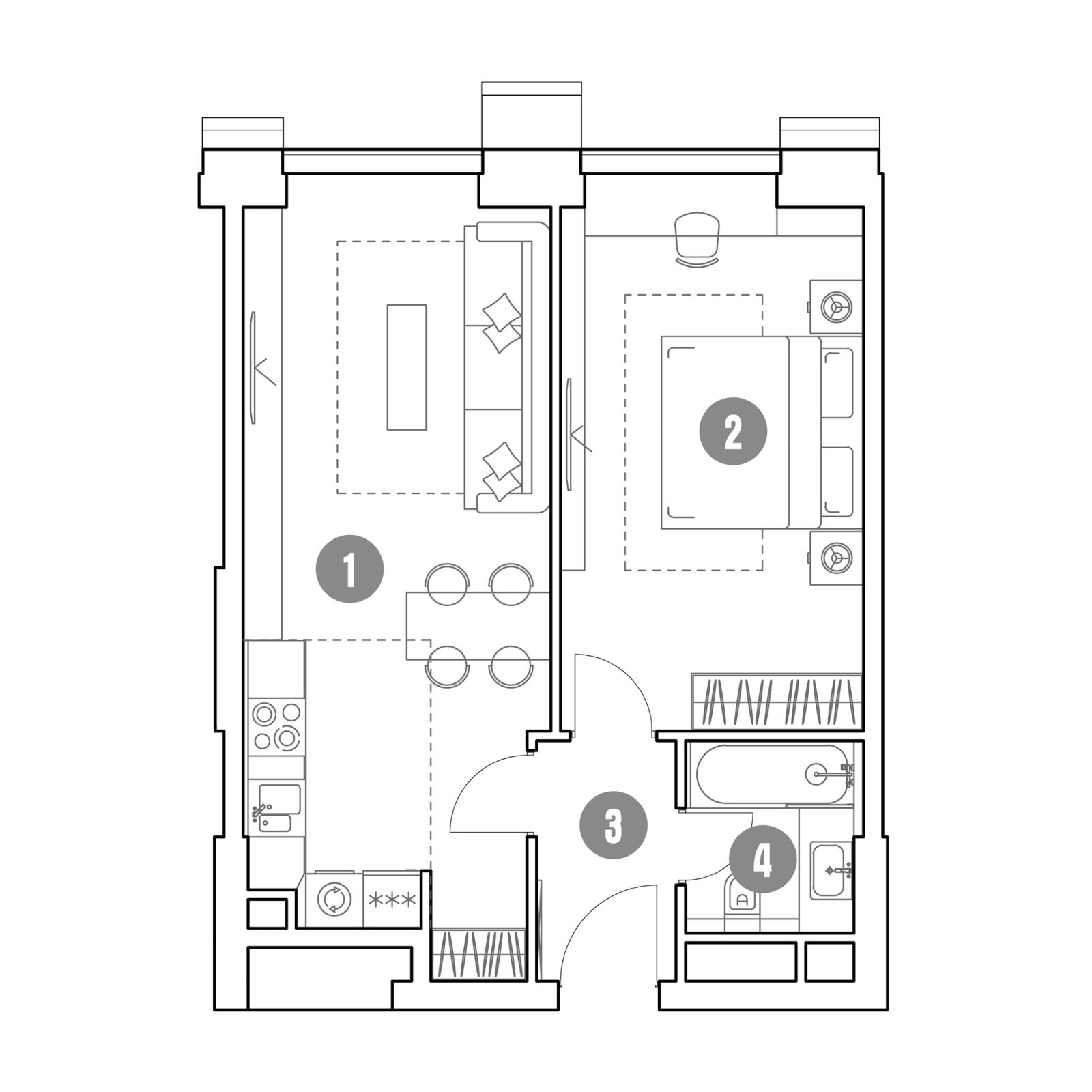 Планировка: 2-комнатная квартира, 50,2 м²