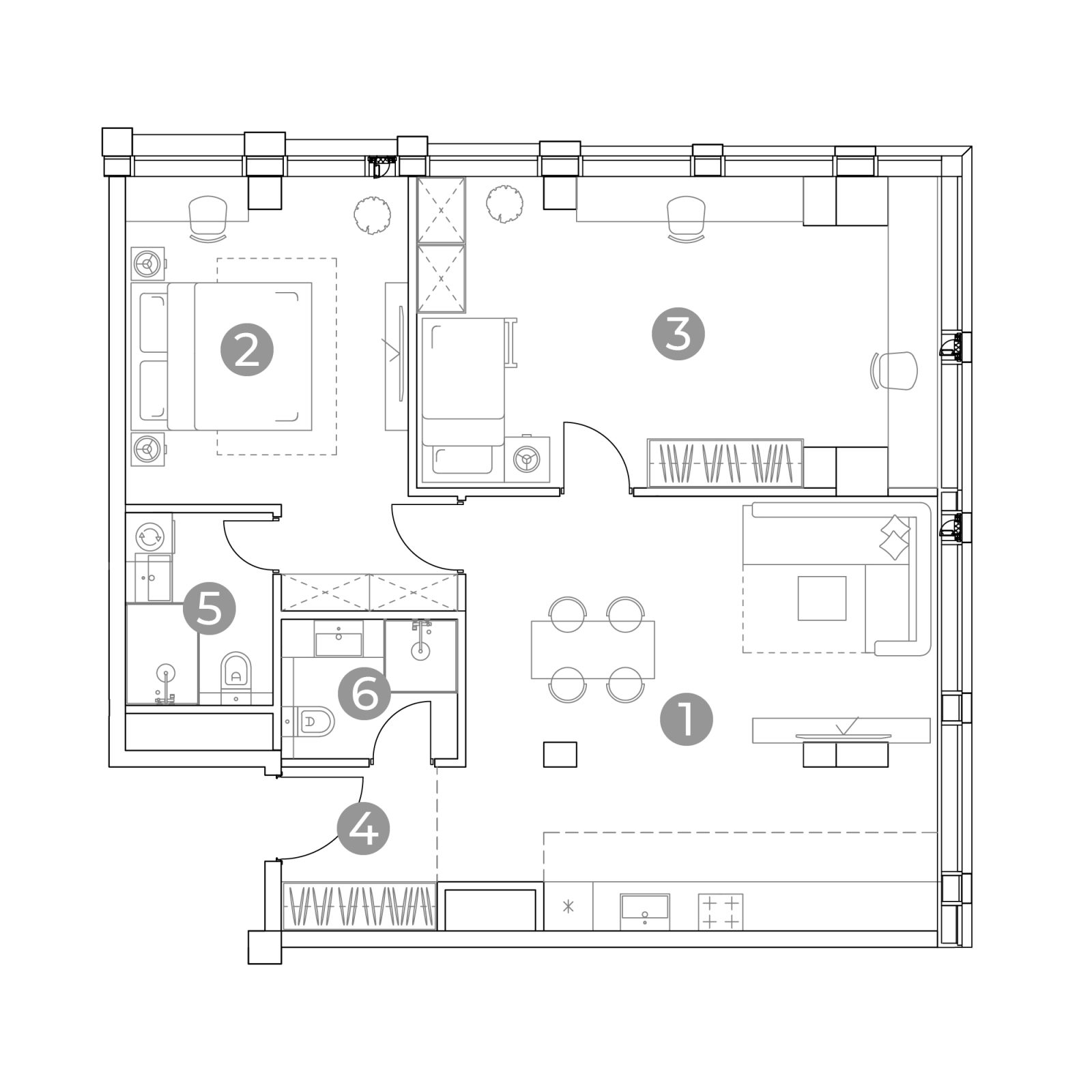 Планировка: 3-комнатная квартира, 82,0 м²