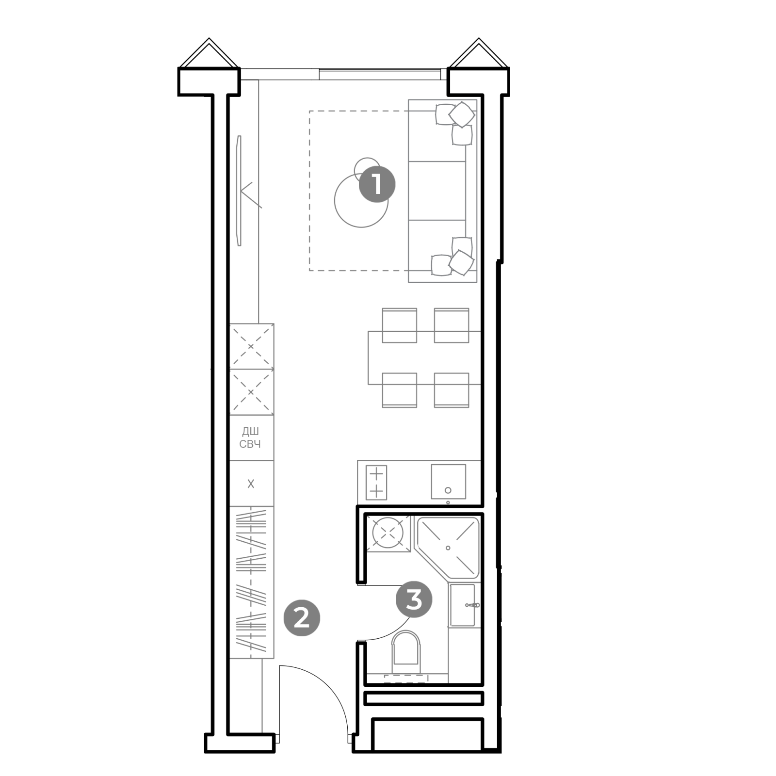 Планировка: студия, 27,2 м²