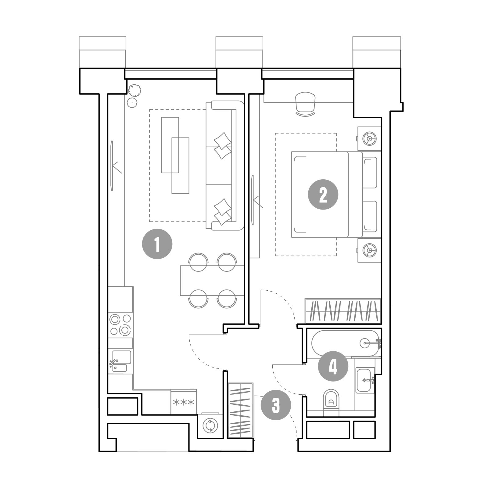 Планировка: 2-комнатная квартира, 49,1 м²