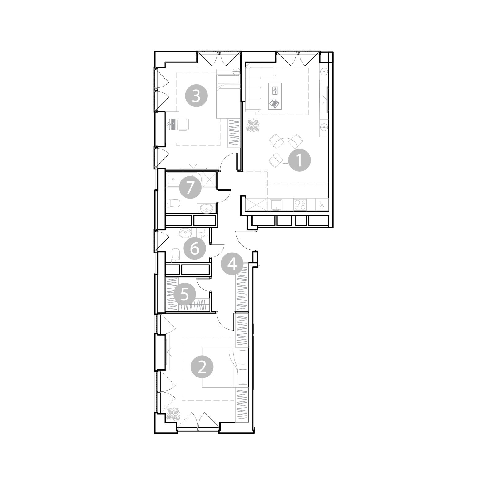 Планировка: 3-комнатная квартира, 86,7 м²