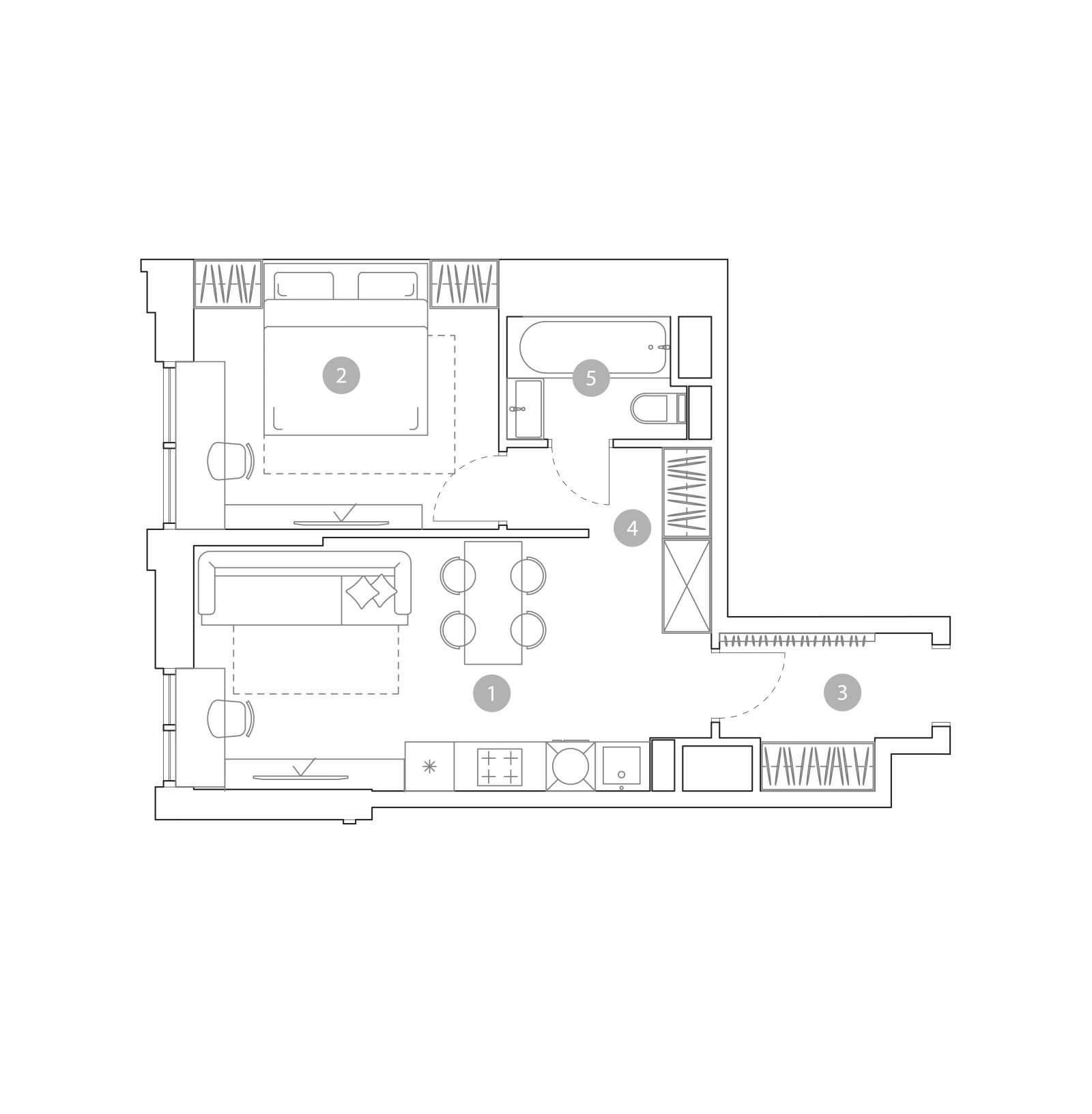 Планировка: 2-комнатная квартира, 42,2 м²