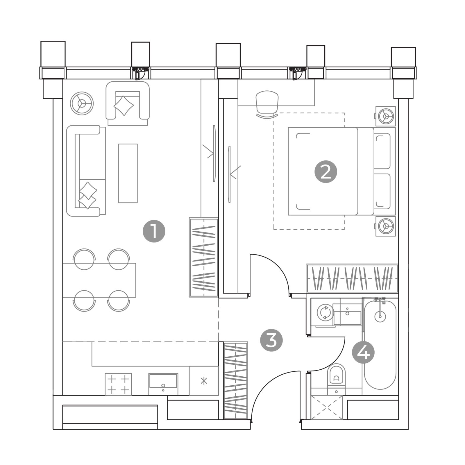 Планировка: 2-комнатная квартира, 44,7 м²