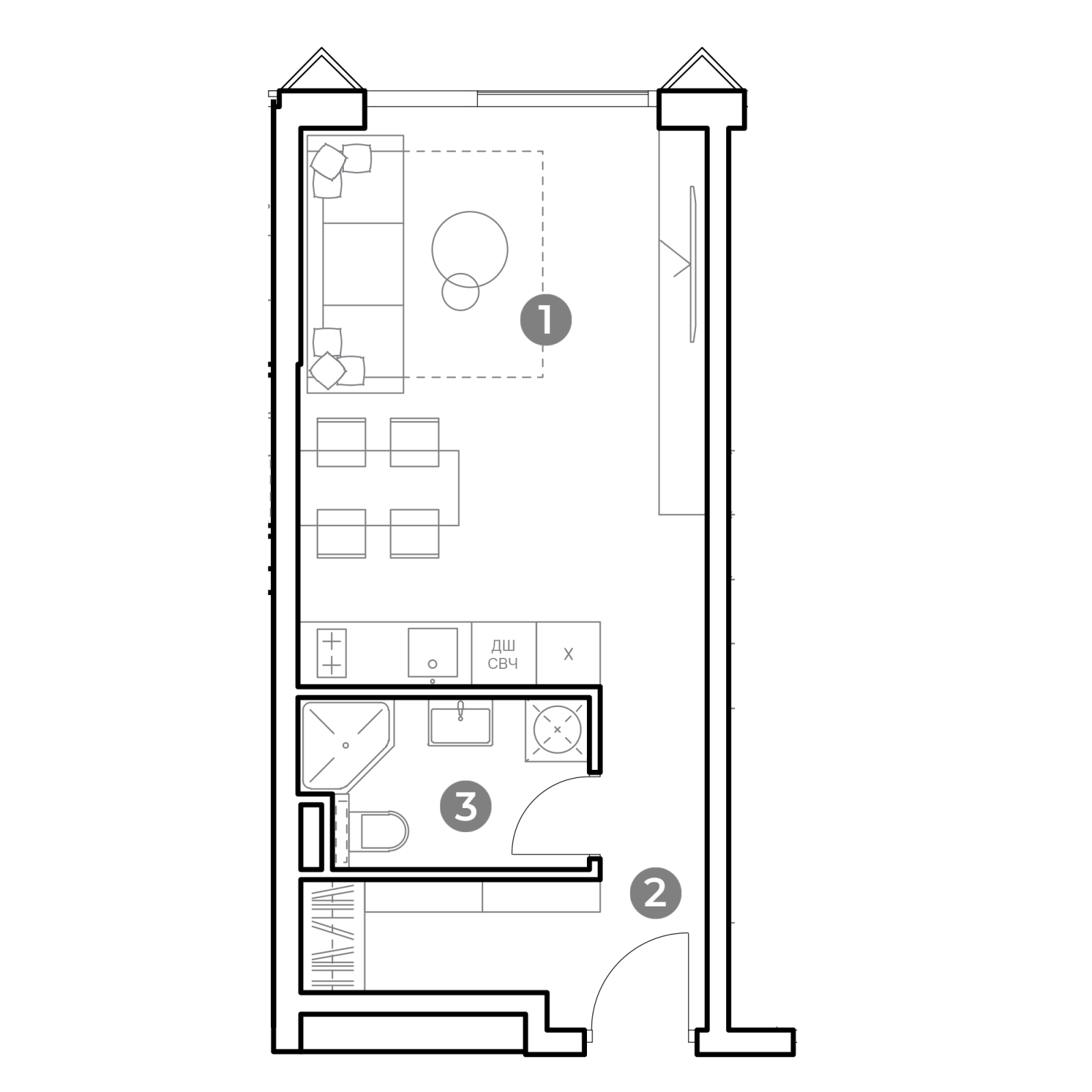 Планировка: студия, 31,0 м²