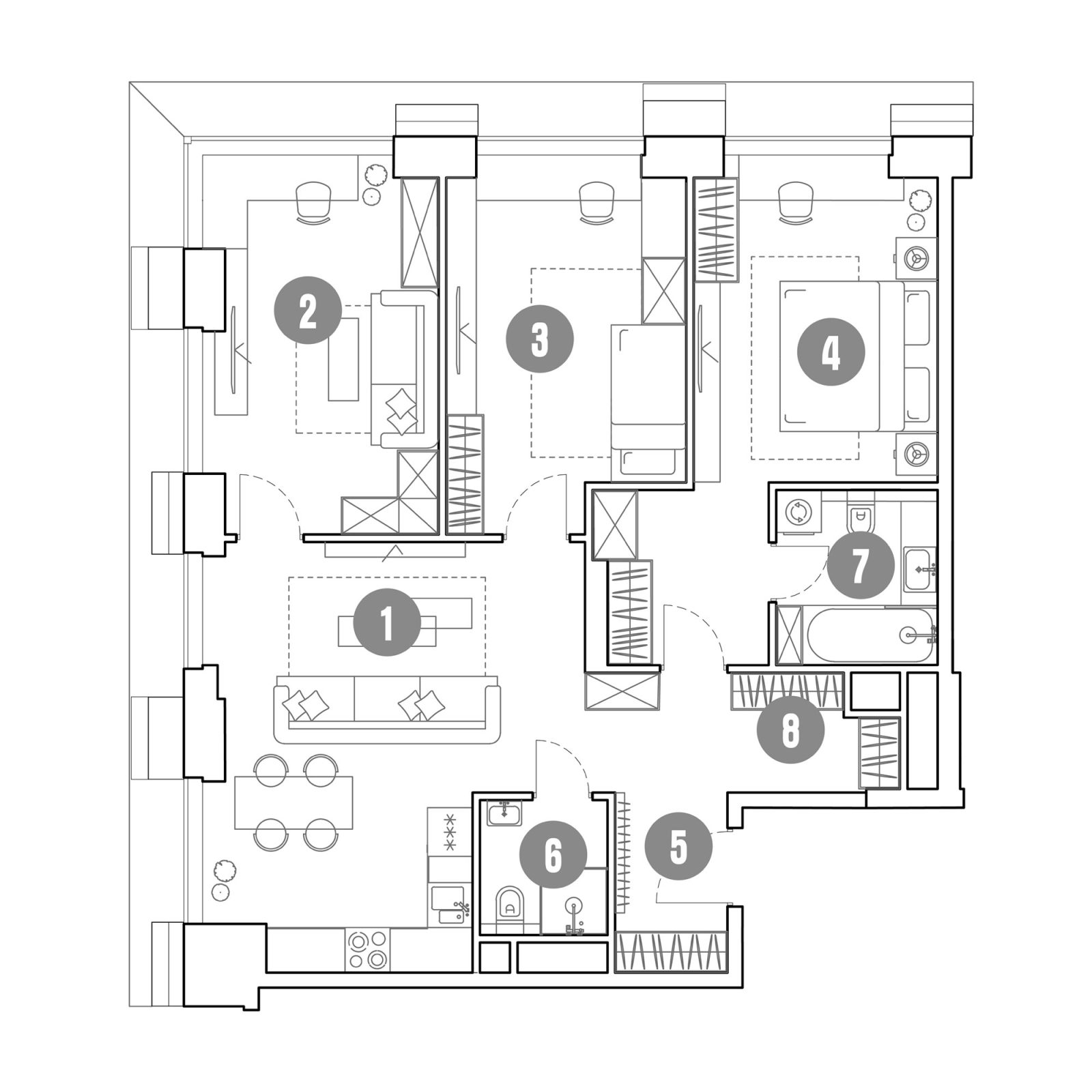 Планировка: 4-комнатная квартира, 92,0 м²