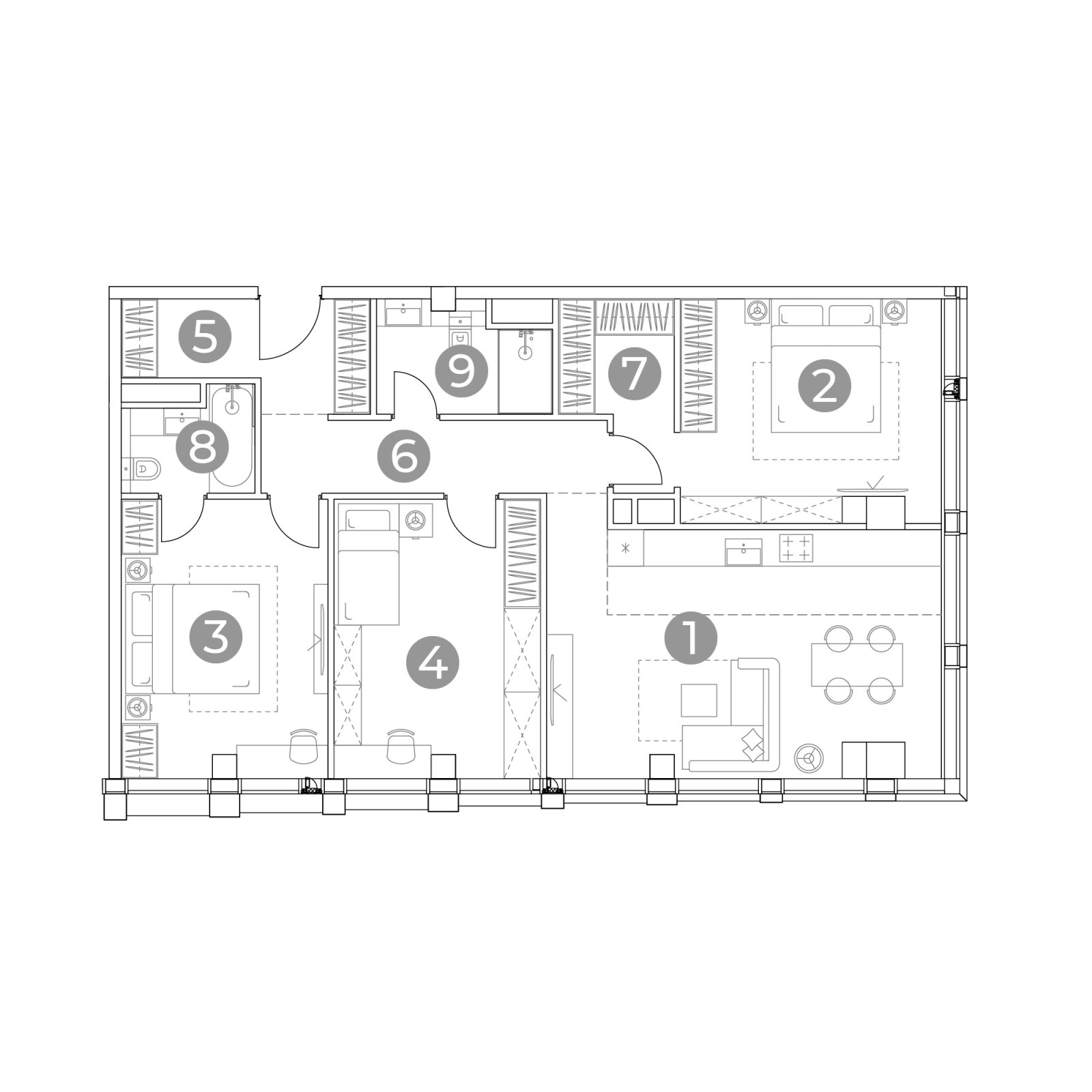 Планировка: 4-комнатная квартира, 100,0 м²