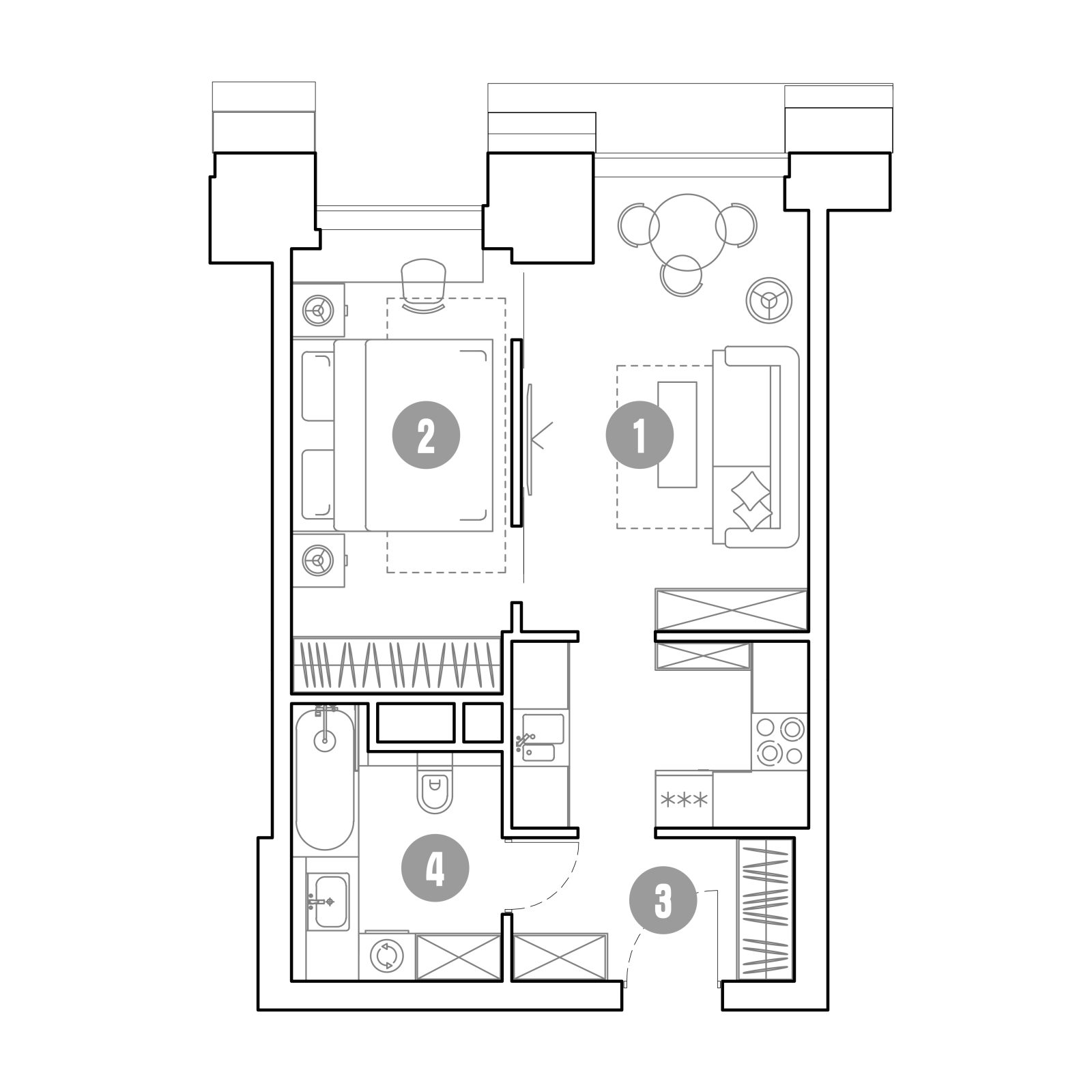 Планировка: 2-комнатная квартира, 41,3 м²