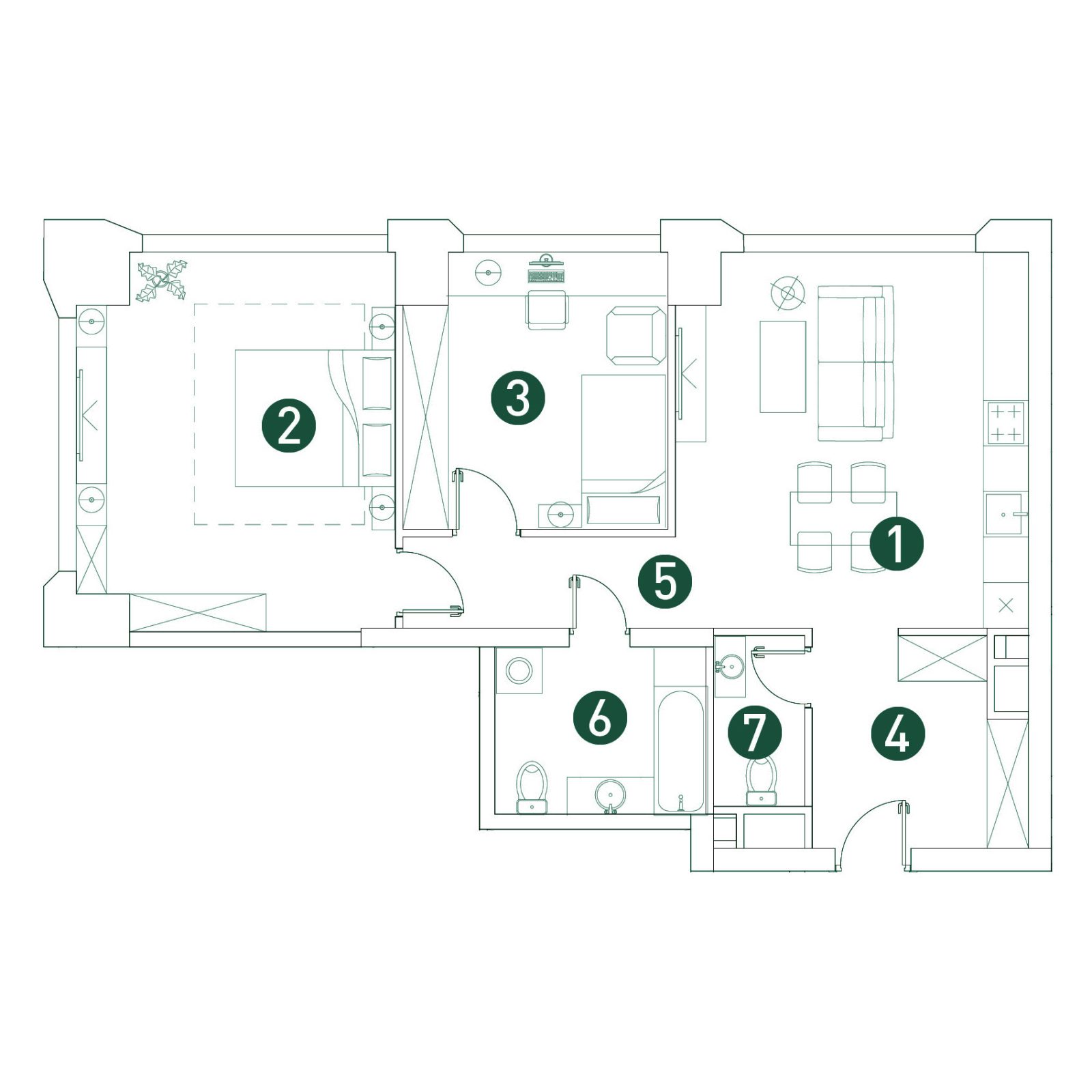 Планировка: 3-комнатная квартира, 75,3 м²