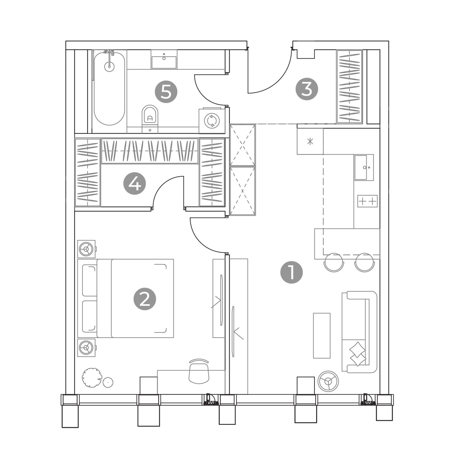 Планировка: 2-комнатная квартира, 52,0 м²