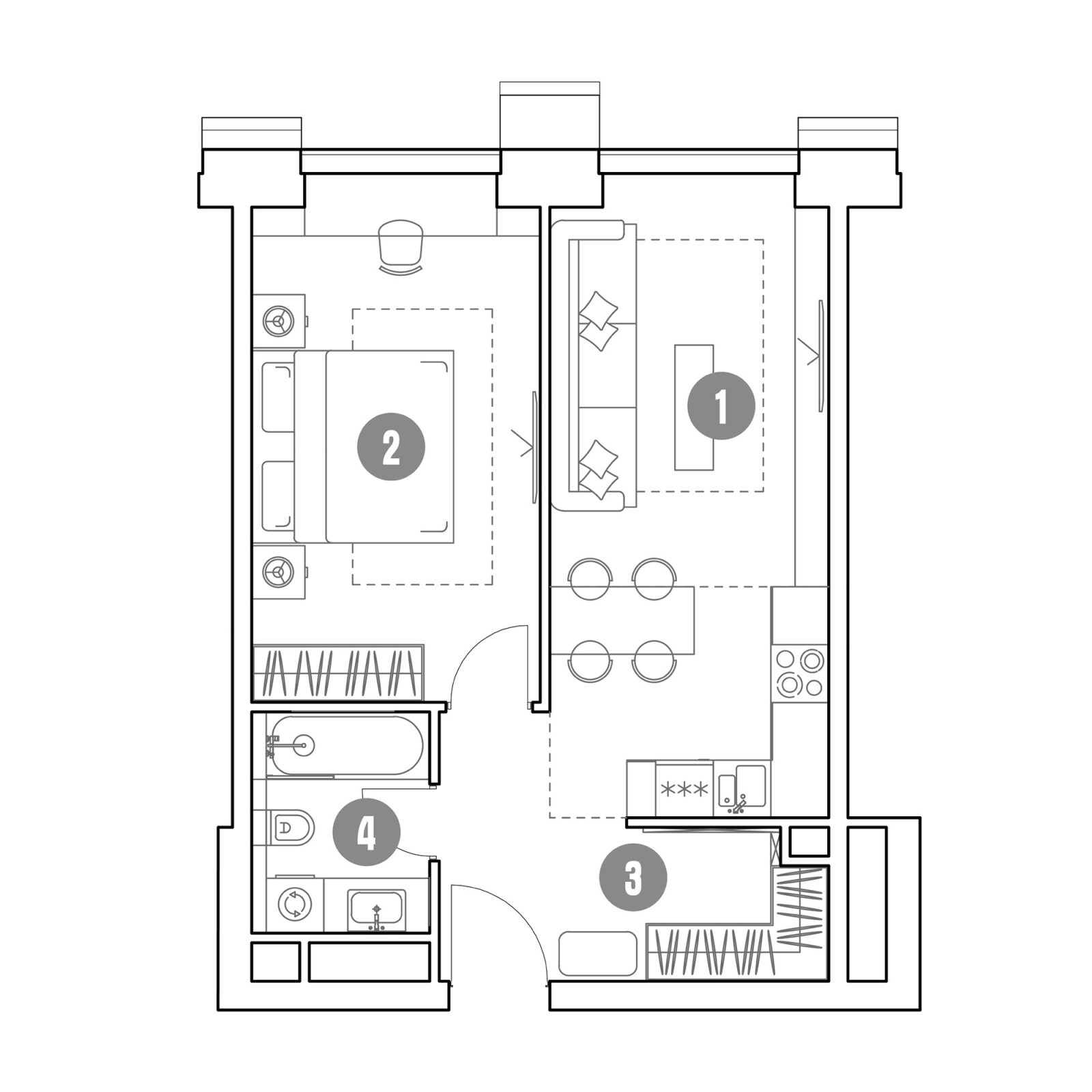 Планировка: 2-комнатная квартира, 47,6 м²