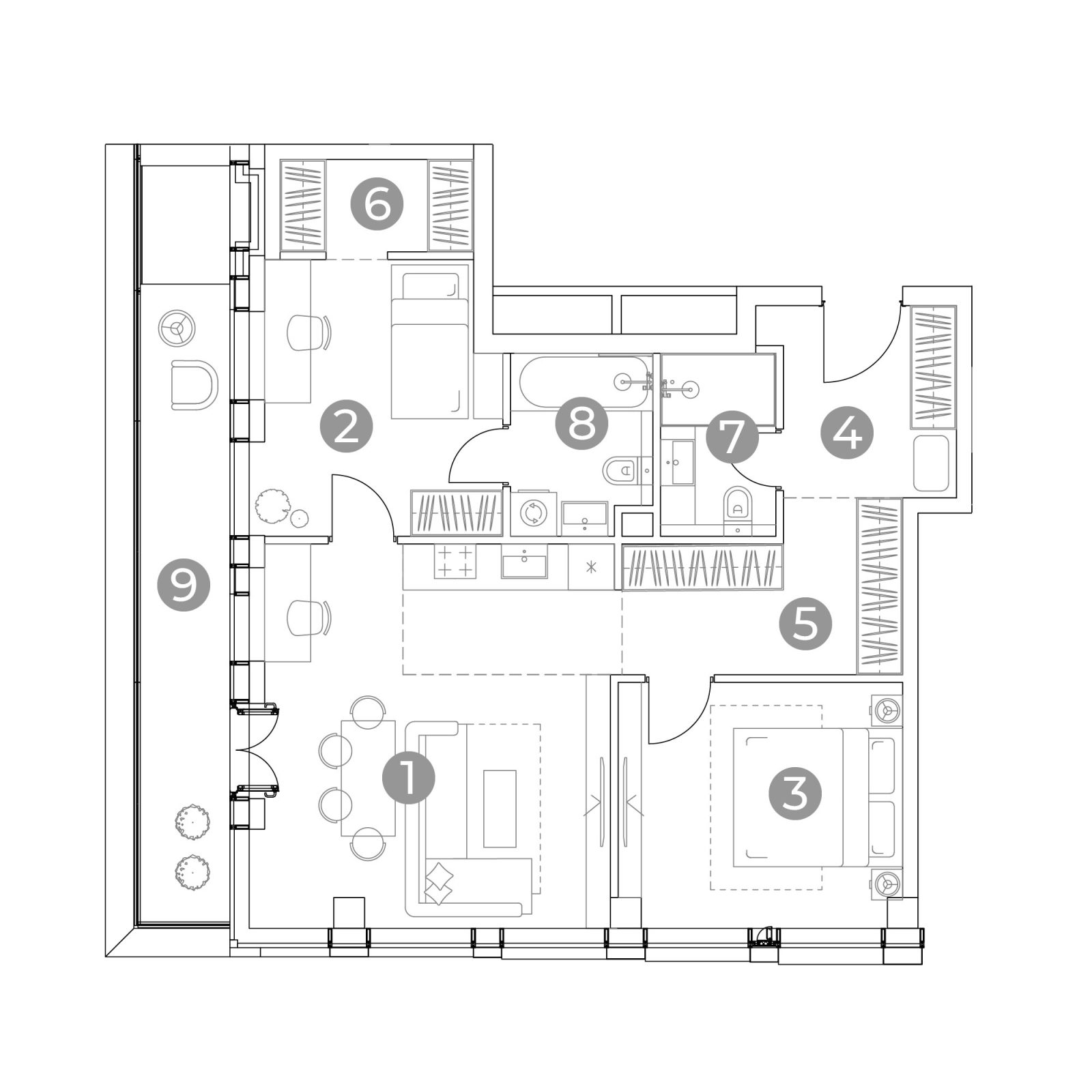 Планировка: 3-комнатная квартира, 78,4 м²