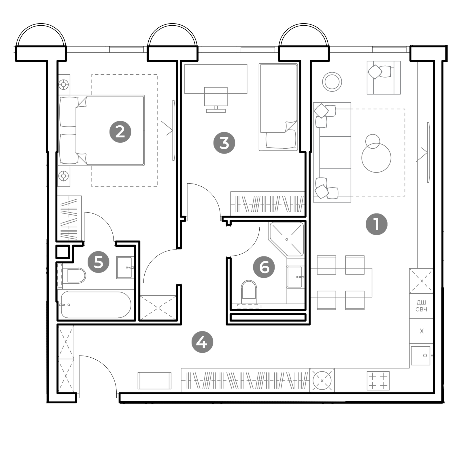 Планировка: 3-комнатная квартира, 70,2 м²