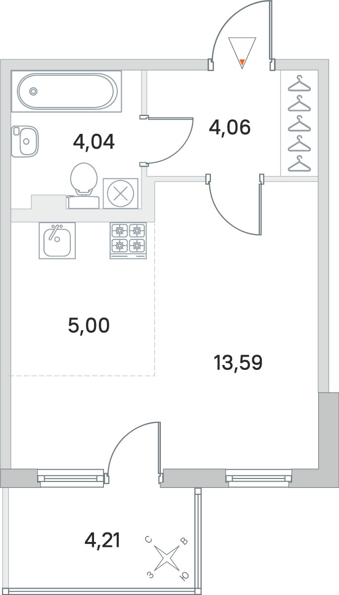 Планировка: студия, 26,7 м²