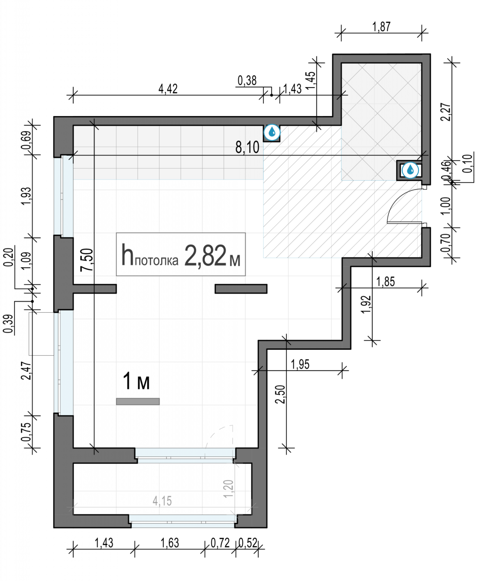 Планировка: 1-комнатная квартира, 48,7 м²
