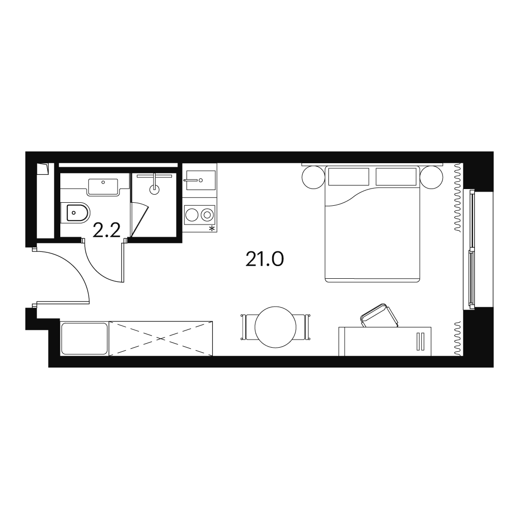 Планировка: студия, 23,2 м²