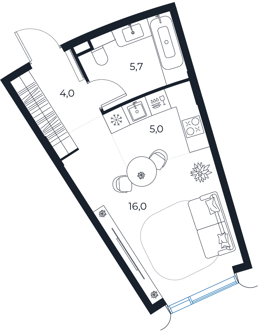 Планировка: студия, 30,6 м²